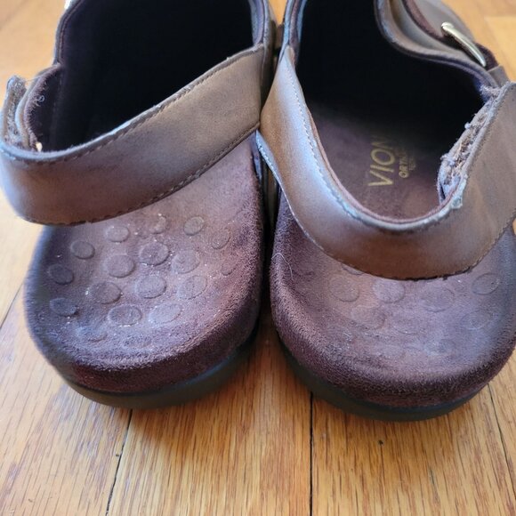 Vionic 9 Brown Leather Slingbacks Comfort Orthaheel CAIRNS - Picture 6 of 9
